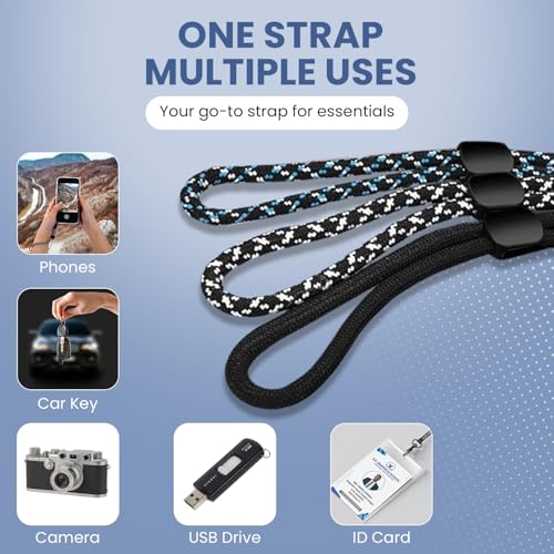 Image of Homeaura Adjustable Hand Wrist Strap Lanyard - 3 Pack, Multipurpose Nylon Wristlet Straps for Cell Phone, Keys, Cameras, ID, and USB Flash Drives