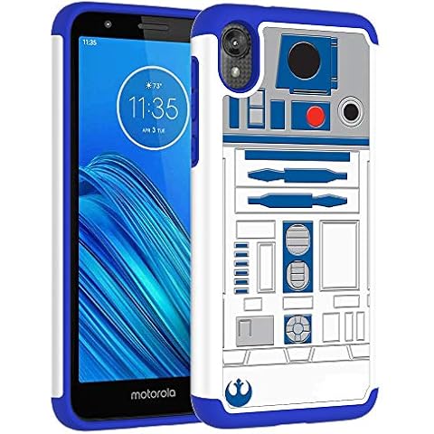 Sunshine-Tech for Motorola E6 Case - R2D2 Droid Robot Pattern Shock-Absorption Hard PC and Inner Silicone Hybrid Dual Layer Armor Defender Protective Case Cover for Motorola Moto E6 2019 Cover