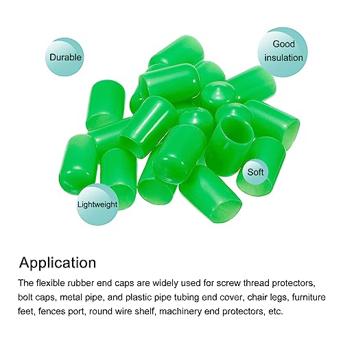 Image of MECCANIXITY 20pcs 1 /2 inch(12mm) Rubber End Caps Cover PVC Vinyl Screw Thread Protector Round Wire Shelf Caps for Screw Bolt Pipe Fence Post, Green