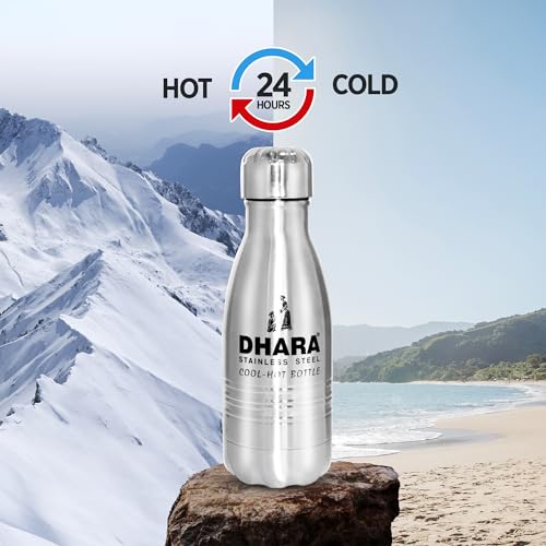 Image of Dhara Stainless Steel 24 Plus Vacuum Insulated Thermosteel Bottle 250 ml Silver | Double Wall Flask | 24 Hours Hot and Cold Bottle for Home, Office & Travel