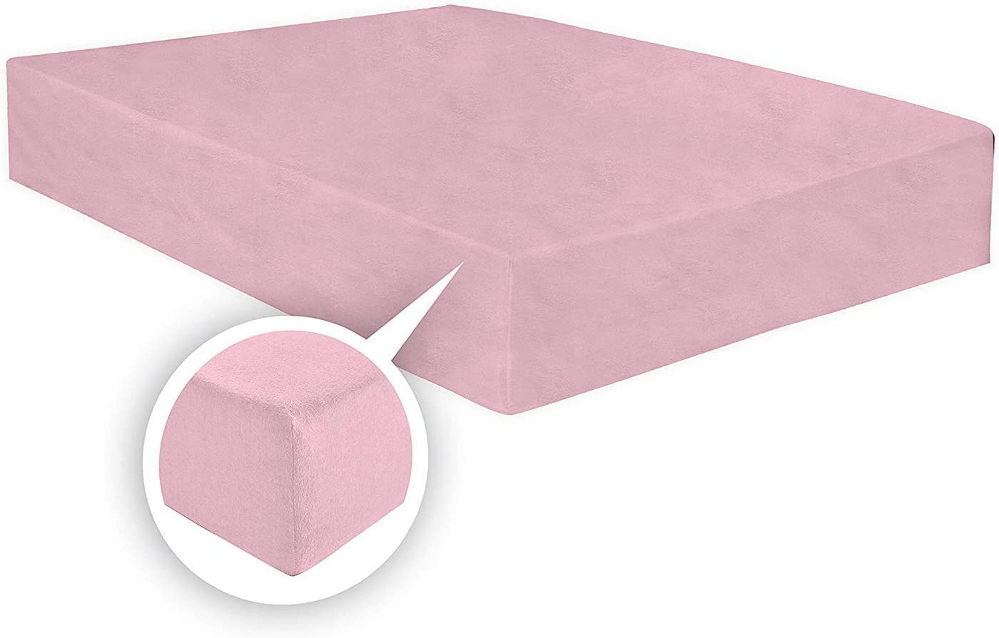 CHILIMILII Thermal Flannelette Fitted sheets 25cm-100% Brushed Cotton Flannel Fitted Sheets-Warm & Cosy Thermal Fitted sheets-Elasticated Corners Fitted Bed Sheets (Pink, Single)