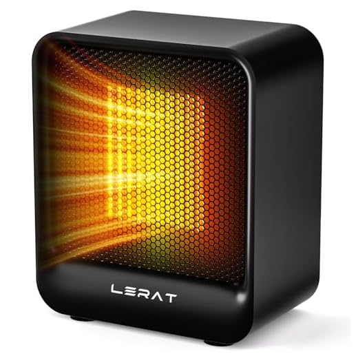 Lerat Electric Space Heater, Small Heater for Indoor Use, 500W PTC Fast Heating Portable Heaters, Overheating & Tip-Over Protection, Mini Personal Heater for Office Desk Camping, Black