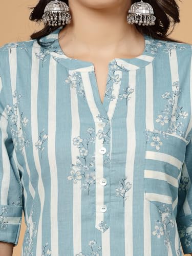 Image of Pistaa's Women's Cotton Relaxed Fit Straight Printed Kurta