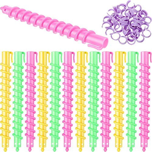 48 Pieces Plastic Spiral Hair Perm Rod Large Hollow Spiral Rod Barber Hairdressing Hair Rollers Salon Tools for Women Girls