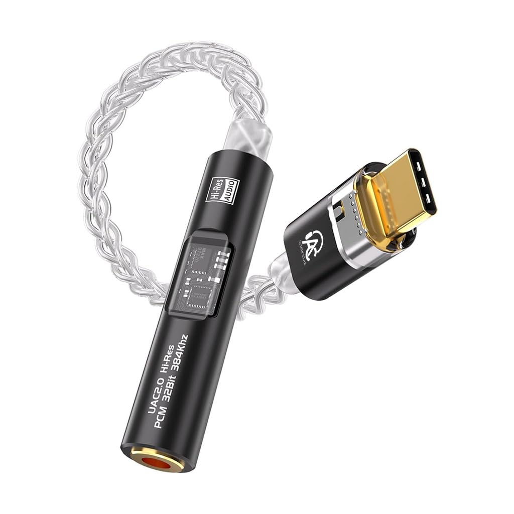 AUDIOCULAR SPARK USB-C to 3.5mm Portable DAC Dongle, CX31993 Hi-Res Audio Adapter 32bit/384khz, Compatible with iPhone 16 Series /15 Series, Galaxy S25/S24 Ultra/S24 & Other Type C Phones (Black)