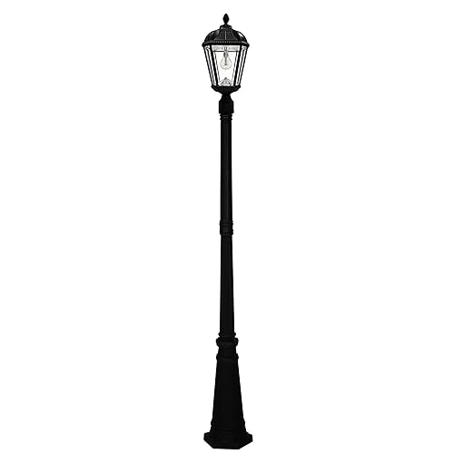 Gama Sonic Solar Outdoor Lamp Post Light, Black Cast Aluminum