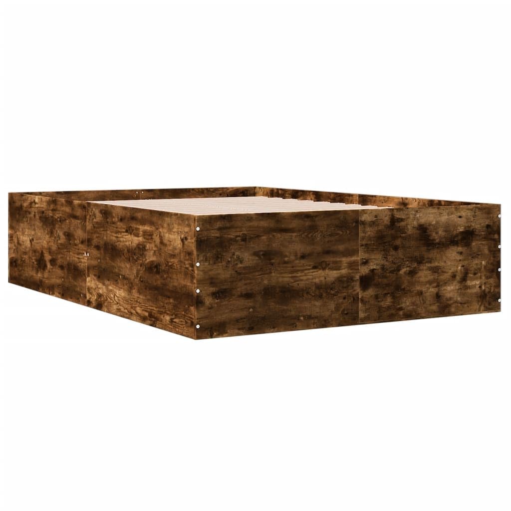 vidaXL Bed Frame without Mattress Smoked Oak 135x190 cm Double