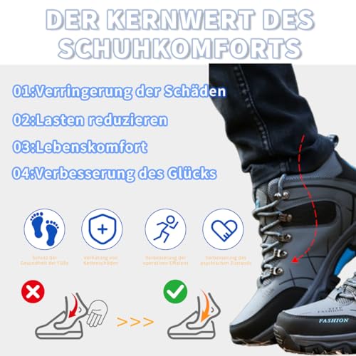 Xuanke Wanderschuhe Herren Wasserdicht Trekkingschuhe Damen Wanderstiefel Outdoorschuhe männer Bequem Leicht Bergstiefel für Camping (Grau, Erwachsene, Herren, 44, Numerisch, EU Schuhgrößensystem, M)