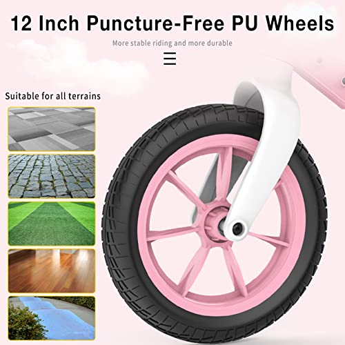 Nasitip Upgraded Balance Bike For 2 3 4 5 Year Old Kids Boys Girls 12-Inch Wheels Training Bike No Pedal Adjustable Seat & Handlebar Height (New Pink) #TOP5
