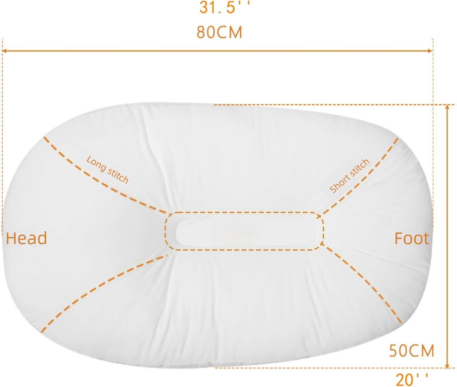 CAMZ Flannel Floor Lounge Pillow, 31.5in Skin Friendly Lounger Pillow with Handle Multifunctional Soft 𝖡𝖺𝖻𝗒 Shower Gift (White,31.5x20'')