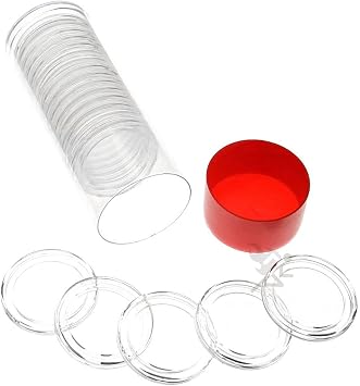 OnFireGuy 20pcs 32.7mm Direct Fit "H32" Coin Holders & Capsule Tube with Red Cap Lid for 1oz Gold Eagles | Capsules & Storage Tube for American Gold Eagles, 1oz Gold Buffalo, 1oz Gold Britannia