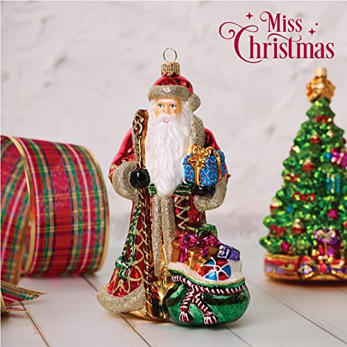 Miss Christmas 2022 Collection Santa Claus Blown Glass Christmas Tree Ornament (Classic Santa With Gift Bag) #TOP2