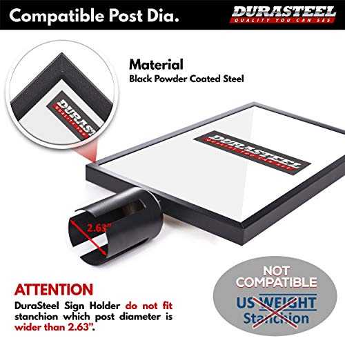 DuraSteel Stanchion Sign Holder - Portrait Display for 8.5\" x 11\" Paper Size - Double Sided Sign Frame with Plexiglass Cover - NOT Fit with US Weigh Sentry Stanchion - Crowd Control & Queue Barrier - Thumbnail 2