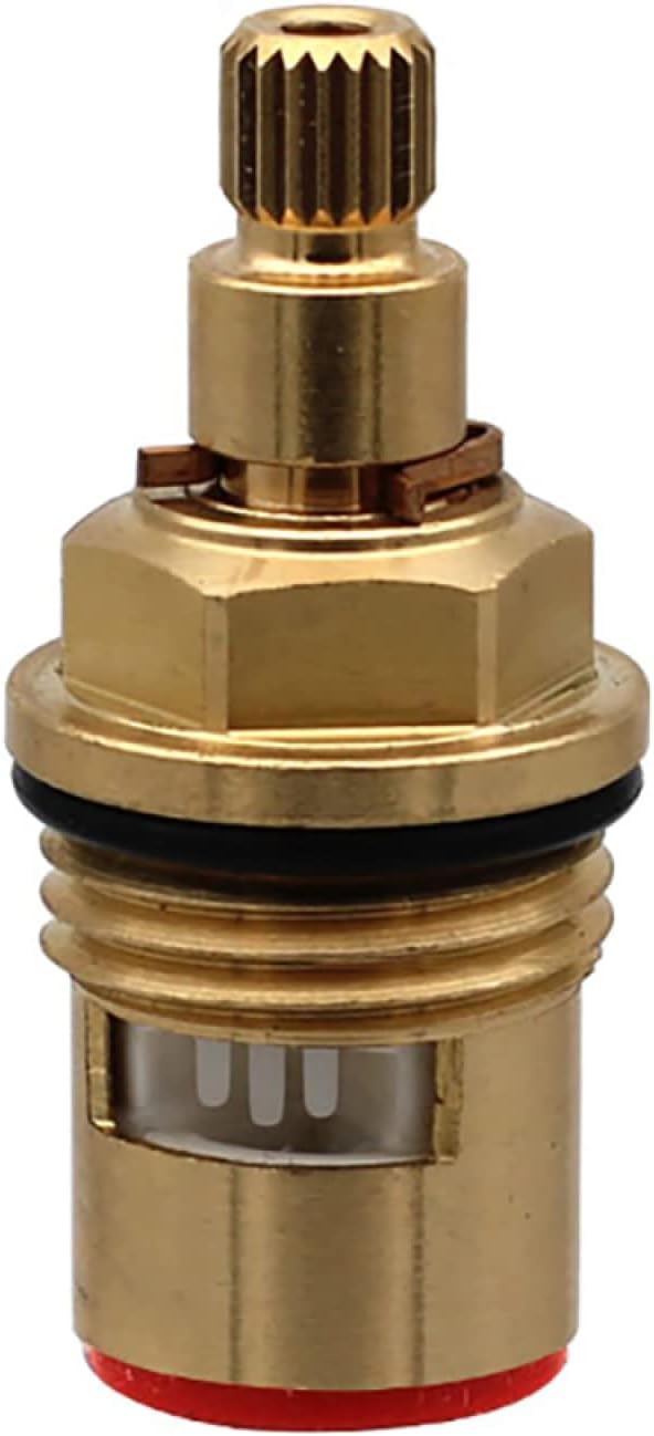 Replacement Faucet Valve Cartridge, 20 Spline Brass Ceramic Disc Tap for Bathroom & Kitchen, Hot & Cold, Red(Red)