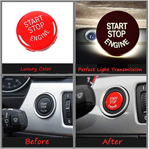 Jaronx Sports Red Start Stop Button Compatible With Bmw (1 3 5 6 X1 X3 X5 X6 Series,E81 E90 E91 E60 E63 E84 E83 E70 E71),Engine Switch Power Ignition Start Stop Button Replacement #TOP1