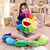 Smile Face Plush Rainbow Pillow, Sunflower Indie Decor Plush Pillow Soft & Comfortable Flower Floor Pillow for Home Reading Bed Room Decoration (Rainbow Color) #1
