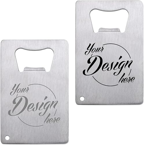 TOPTIE Abrebotellas de tarjetas de crédito personalizadas, 2 unidades, grabado con láser, abridores de cerveza de acero inoxidable, cabe en la