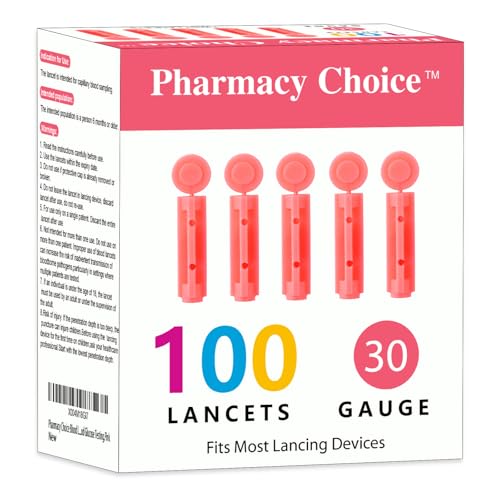 Pharmacy Choice Blood Lancets Twist Top Lancets for Lancing Devices30 Gauge Diabetes Lancets for Blood Glucose Testing Pink 100 Counts
