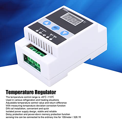 Din Rail Temperature Regulator, Temperature Sensor Regulator Din Rail Mount Controller For Heating For Refrigeration For Cooling For Heating Situations #TOP6