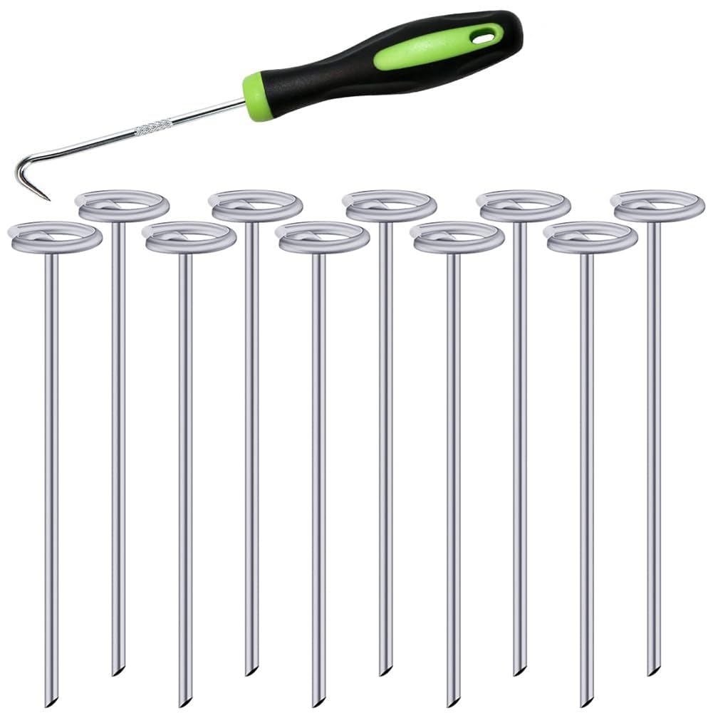 Yrreaty 50Pcs Circle Top Landscape Staples, 6Inch Garden Stake Galvanized Landscape Fabric Stakes, Heavy Duty Yard Ground Pins Easy To Use