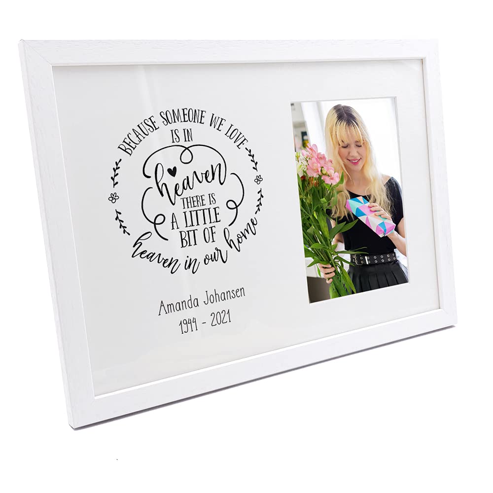 Ukgiftstoreonline White Personalised A Little Bit Of Heaven In Our Home Memorial Remembrance Photo Frame
