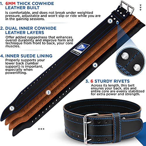 Rdx Weight Lifting Belt For Men Women, Ipl Uspa Approved, 6Mm Thick 100% Leather, 4” Powerlifting Back Support, Squat Deadlift Bodybuilding Exercise Fitness Gym Workout Strength Training Up To 700 Lbs #TOP3