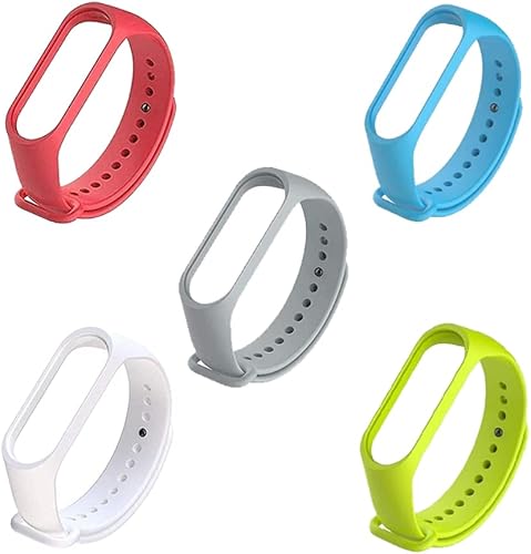 Rapidotzz - Paquete de 5 correas de silicona suave compatibles con Xiaomi MI Band 3