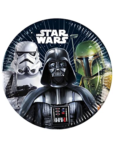 Procos 8 Assiettes en carton Star Wars Galaxy 20 cm - Noir - Taille Unique