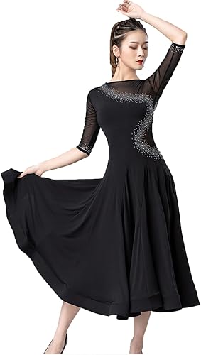 Miniatura 4 de Ropa de baile de vals para mujer, vestidos de baile de salón estándar, disfraz de práctica de tango, ropa de baile moderna para rendimiento