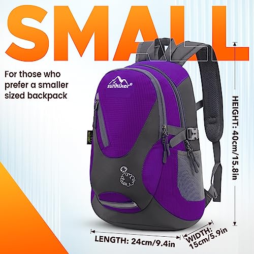 sunhiker Cycling Hiking Backpack Water Resistant Travel Backpack Lightweight SMALL Daypack M0714 (purple)