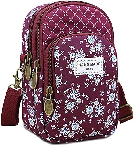LassZone Women Girls Cotton Small Crossbody Handbags Cell Phone Purse Wallet Multi-pockets Pouch Shoulder Bags
