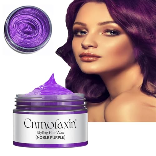 Temporary Hair Color Wax Purple Hair Dye Washable One-time Natural Hair Coloring Mud Wax for Halloween Cosplay Party & Daily Use Easy to Remove-4.23 oz