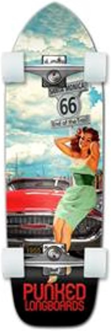 Yocaher RTE 66 Graphic Complete Old School Skateboards Longboard w/Black Widow Premium 80A Grip Tape Aluminum Truck ABEC7 Bearing 70mm Skateboard Wheels