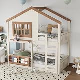 VilroCaz Twin Over Twin House Bunk Bed