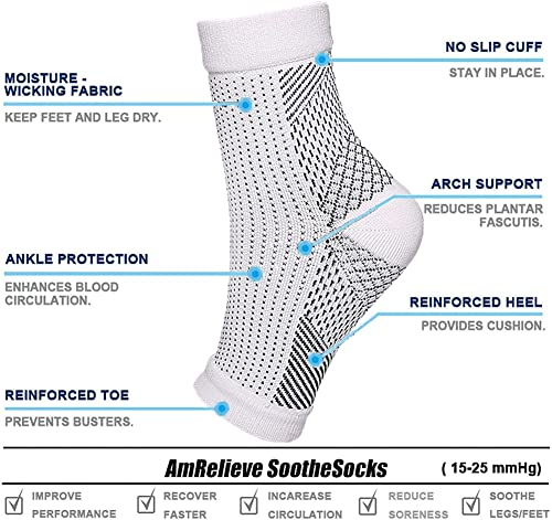 6 pares de Meias para fascite plantar Suporte de tornozelo para mulheres e homens, meias de compress