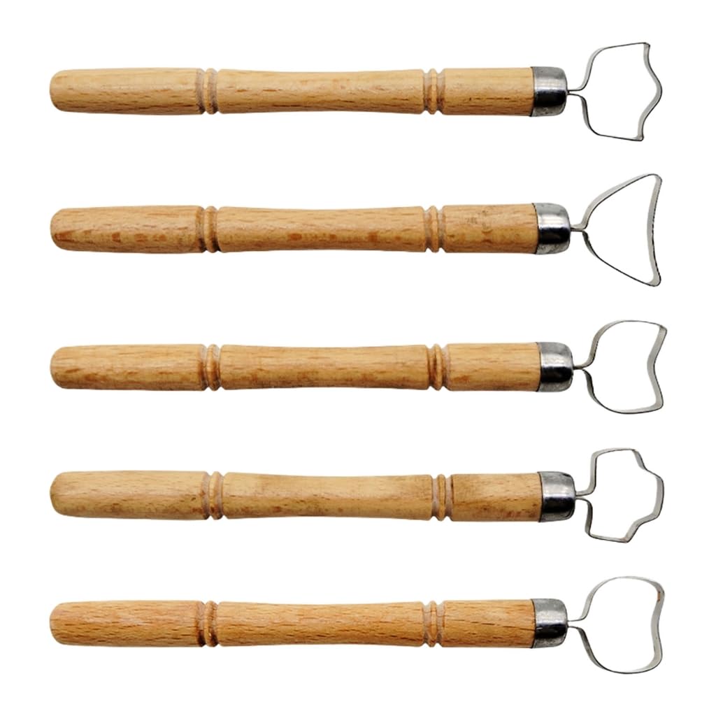 Set Of 5 Ceramic Carving Tool Stainless Steel Ceramic Tool with Wood Handle : Hobbies