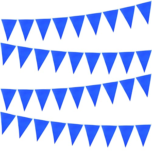 10M Stoff Wimpelkette Triangle Flags Banner Double Side Pearly Blau Pennant Bunting Girlande 20 STK Anhänger Fahnen für Hochzeits Geburtstag Party Cover