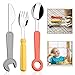 Produktbild LHKJ 3 Stücke Kinderbesteck Set,Edelstahl Messer Löffel Gabel Set mit Silikon Griff für Zuhause,Schule
