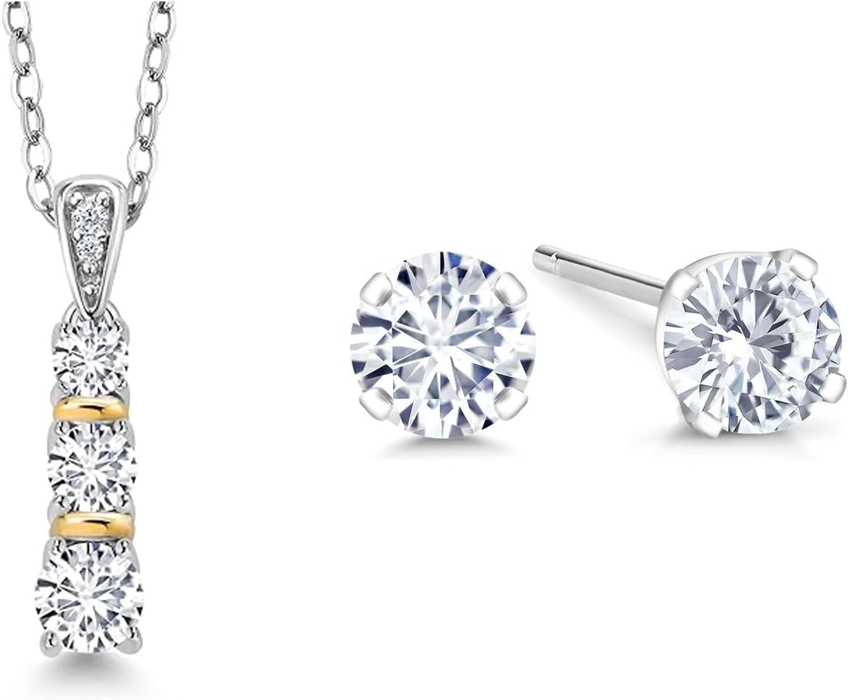 Gem Stone King Lab Grown Diamond Stud Earrings and Three