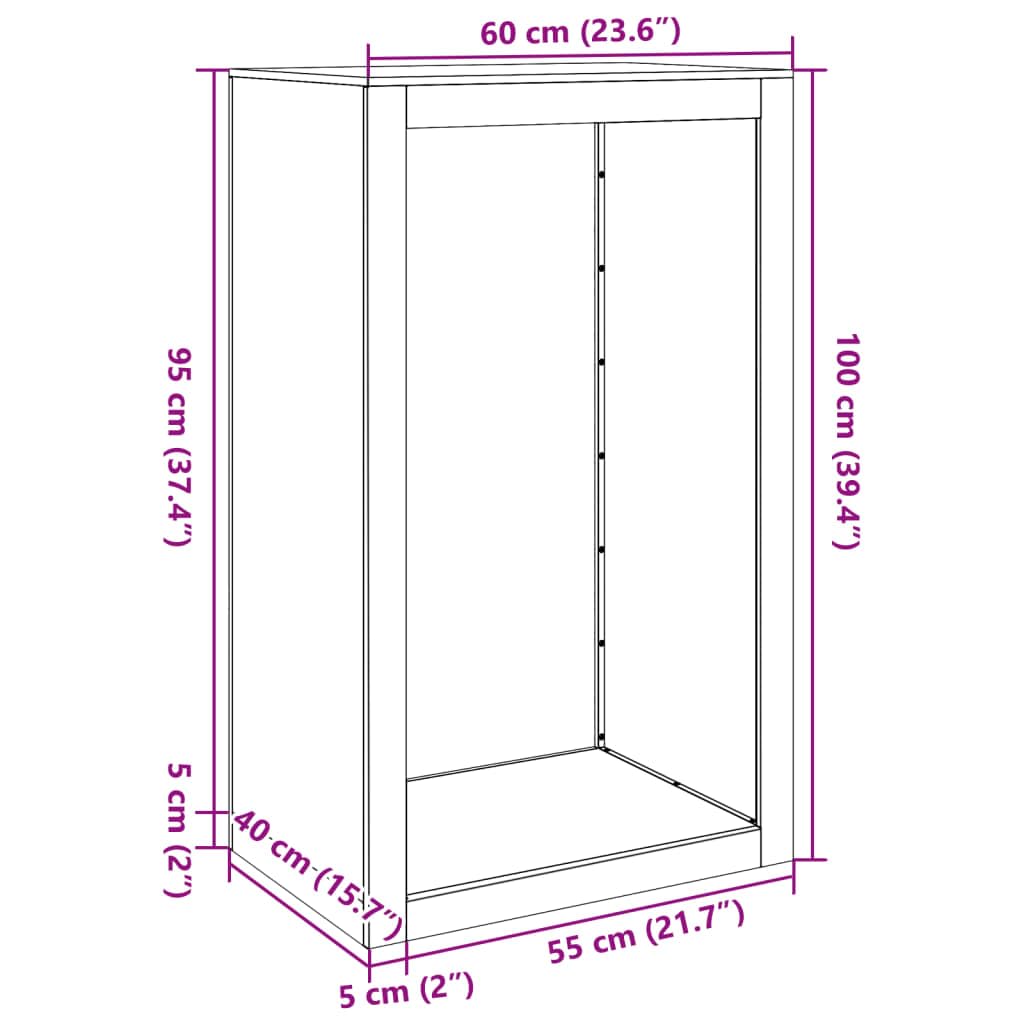 Brennholzregal Weiß Stahl 60x40x100 cm Kaminholzständer für Innen Außen Terrasse Balkon mit viel Stauraum und robuster Aufbewahrung für Holz Kamin Ofen