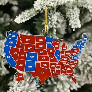 Trump Christmas Ornament, Election Result Map President Trump 2024 Acrylic Ornament, Fight for America, Trump Presidential Acrylic Shaped Ornament and Decor for Trump Supporters, Donald Trump 2024