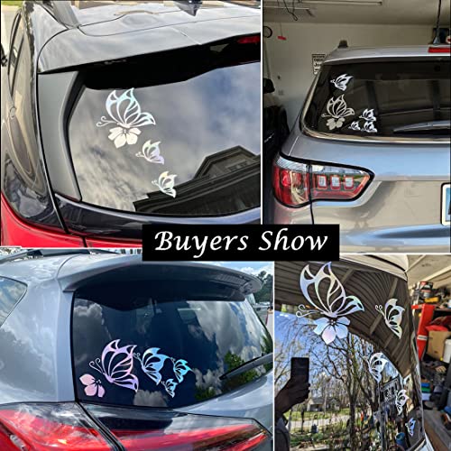 Leniutor 5Pcs Butterfly Car Decal Set, Waterproof Vinyl Butterflies Sticker For Cars Women Girl Car Stickers Beautiful Reflective Bumper Window Laptop Decals (Brushed Silver) #TOP3