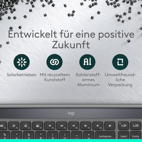 Logitech Signature Slim Solar+ kabellose Tastatur, solarbetrieben, auch mit künstlichem Licht, langlebiger Akku mit bis zu 10 Jahren Haltbarkeit, anpassbare Tasten, Bluetooth, DEU QWERTZ - Graphit 6