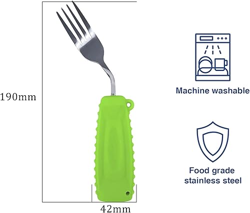 Miniatura 3 de Utensilios adaptativos Cuchara y tenedor fáciles de sostener para una alimentación independiente, utensilios pesados para temblores de manos