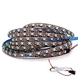 SVFISHKK WS2812B LED Strip SMD 5050 Individual Addressable 60Pixels/m 300Pixels RGB Pixel Strip Full Color LED Strip Waterproof DC5V (16.4FT 300led Waterproof IP65, Black PCB)