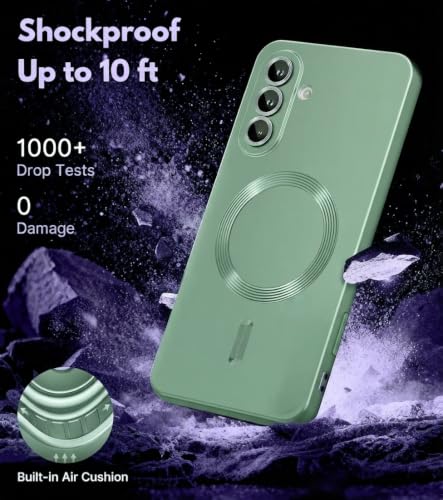 Image of DIZORO Samsung A37 Case, Compatible with Mag Safe Back Cover, Matte Luxury Metallic Luster Flexible TPU Wireless Charging Shockproof Case with Camera Protector (Metallic Silver)