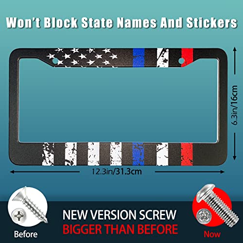 American Flag Veteran License Plate Frames 2 Holes Patriotic License Plate Frame Holder Cover Black Metal Aluminum Car Tag Holder, Usa Canada Vehicle Standard (Set Of 2, 12.3" X 6.3") #TOP1
