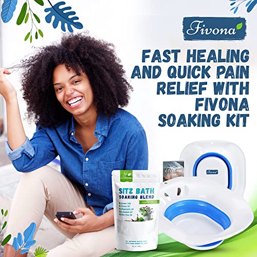 Fivona 2-In-1 Sitz Bath Soak Kit Over The Toilet Seat With Epsom Salt With Essential Oils Blend For Hemorrhoids And Postpartum Care Ideal For Perineal Soaking And Fast Irritation Relief #TOP5