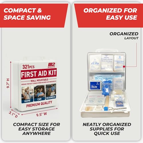 Image of M2 BASICS 321 Piece Premium First Aid Kit, w /Hard Case for Home, Business (Pack of 2)