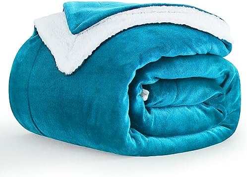 Aisbo Sherpa Fleece Blanket Black - Fluffy Thick Blanket for Bed Large Throw, Warm Soft Solid Microfiber Blankets Queen Size Throws for Couch Sofa, 220x240cm
